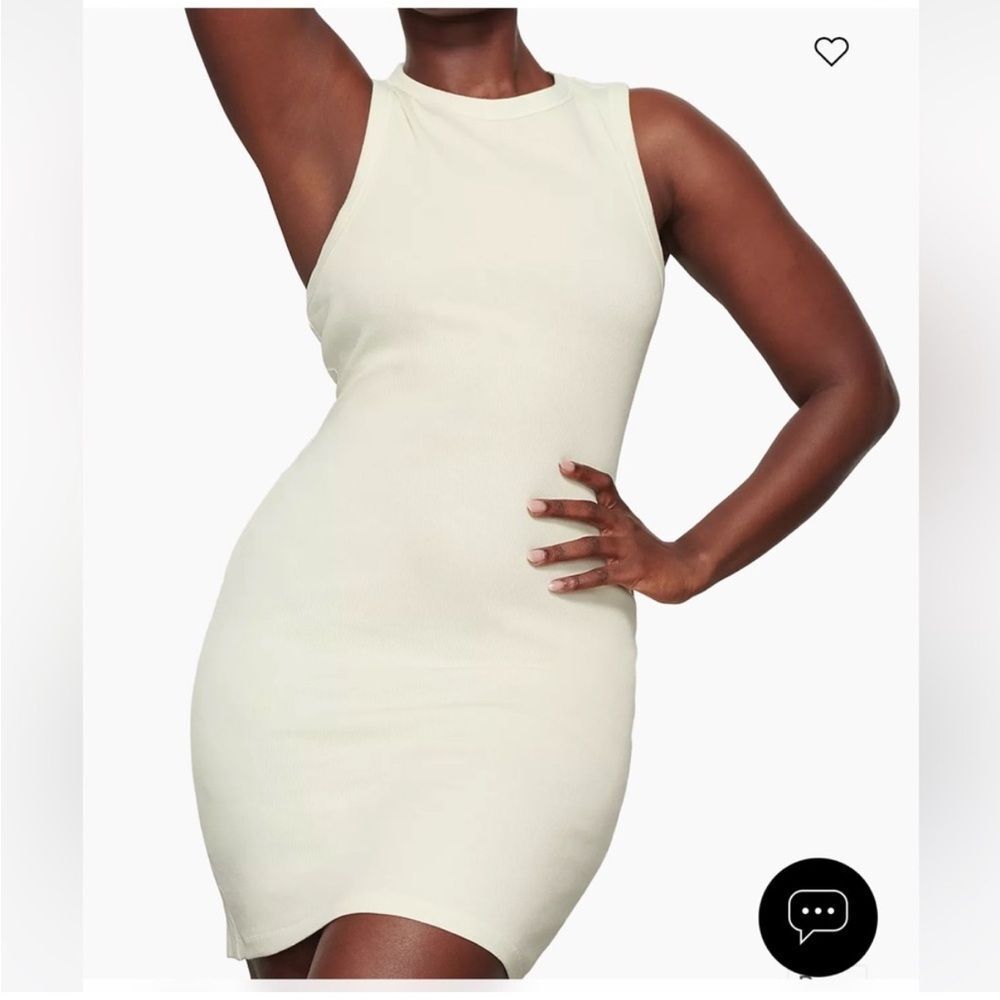 SKIMS Cotton Rib Tank Mini
Dress in Bone Cream Sleeveless Mini Dress L